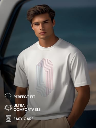 Image of Nobero 100% Cotton T Shirts for Men Stylish | Regular Fit | Graphic Printed T Shirts for Men 180 GSM Combed Cotton | Round Neck Half Sleeve