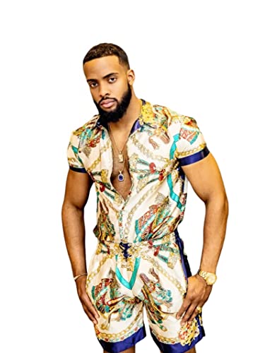 Ensemble en soie pour homme vêtement de nuit de luxe à motif baroque