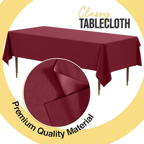 Image of Exquisite Burgundy Rectangle Tablecloth 54 inchx108 inch - 48 Pack