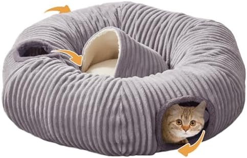 Cat Tunnel Bed for Indoor Cats,Cat Donut Tunnel Toy with Washable...