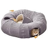 Cat Tunnel Bed for Indoor Cats,Cat Donut Tunnel Toy with Washable Circle Cushion,Blackout Tent, Multifunctional Playground Toys Hideplace for Kitty, Kitten, Rabbit,Ferret