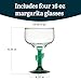 Libbey Cactus Margarita Glasses Set of 4, Durable Green Stemmed Cocktail Glasses, Lead-Free Cactus Glassware, Unique Plant Themed Frozen Margarita Glasses, 16-Ounce