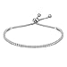 Diamondido Women's Slider Tennis Bracelet Bangles Round Cut Cubic Zirconia Adjustable 2mm Link Bracelet for Girls (White)
