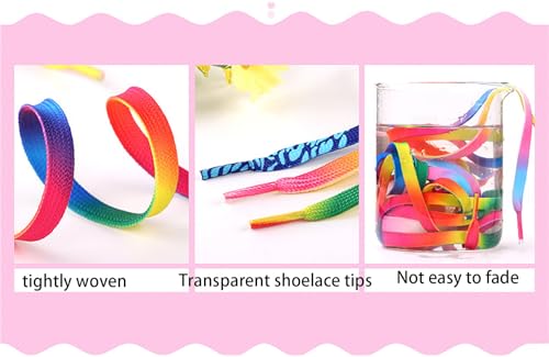 9 Pairs Flat Colored Shoe Laces, 47" Athletic Shoelaces Gradient Rainbow Shoestrings for Sneakers Boots3