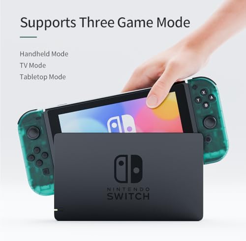 Tideal Set of Replacement Controller for Nintendo Switch - Compatible with Nintendo Switch (1) / OLED/Lite - Dual Vibration/Motion Control / 6-Axis Gyro (Transparent Dark Green) - 2