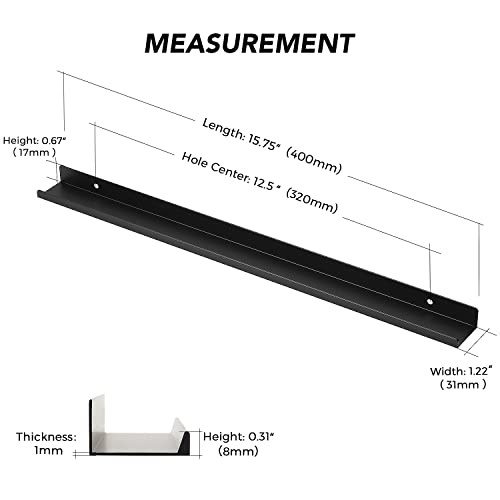 Image of Ravinte 10 Pack Finger Pulls for Cabinets 400mm /15.75 inch Length Black Pulls