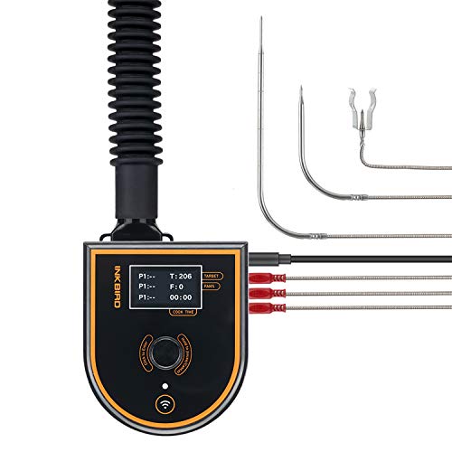INKBIRD WiFi & Bluetooth BBQ Temperature Controller ISC-007BW Kit, Automatic Smoker Fan Controller Grill Thermometer with 3 Probes for Big Green Egg, Kamado, WSM, Kettle, Akorn - Storage Carrying Case