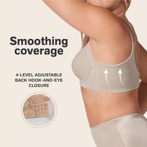Image of Leonisa High Profile - Back Smoothing Bras for Women, Full Coverage Underwire Bra, Adjustable Hook & Eye Closure