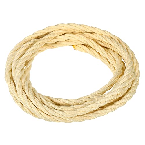 YOKIVE Twisted Cloth Covered Wire Home Cable 3 Cores Connect Appliances Great for Home, Restaurant, Bar, Party (Cream, 9.84-Feet)
