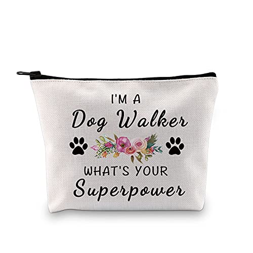 Dog Walking Cosmetic Bag for Dog Lover Gift I'm A Dog Walker What's Your Superpower Dog Walker Gift (I'm A Dog Walker Bag)