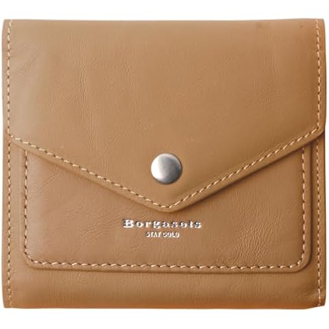 Borgasets Small Wallet for Women Genuine Leather RFID Blocking Card Holder Organizer Pocket Compact Bifold Ladies Mini Purse (Premium Brown) Cover