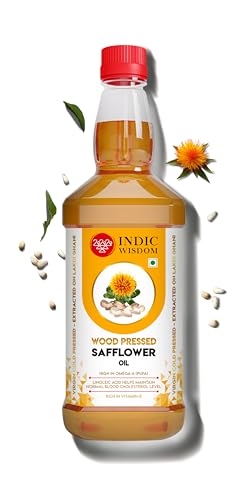 Image of IndicWisdom Wood Pressed Safflower Oil 1 Liter (Cold Pressed Safflower Oil - Extracted on Wooden Churner)