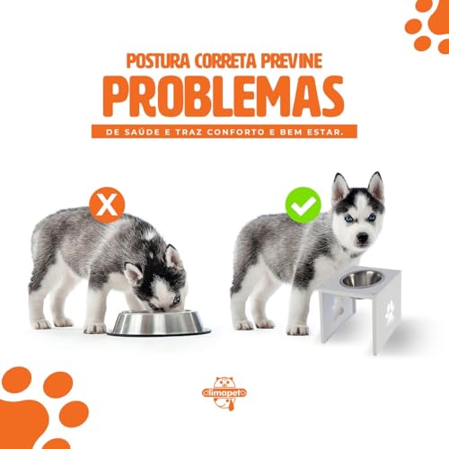 Comedouro Elevado Duplo para Pets Pequenos, Base em Alumínio com Pintura Eletrostática, Tigelas Remo