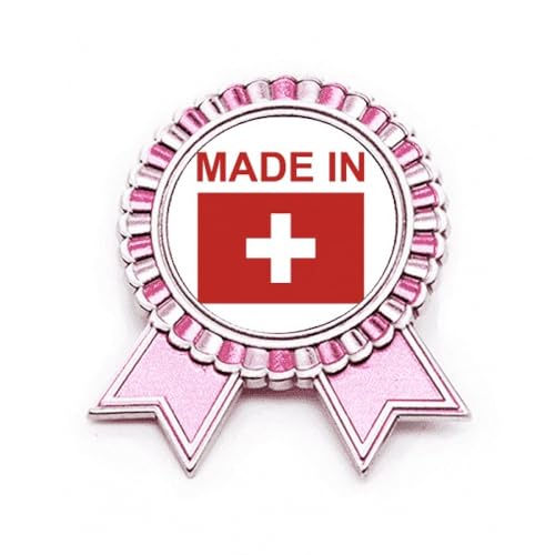 Broche Suisse Country Love rose pour accessoiriser un look folk