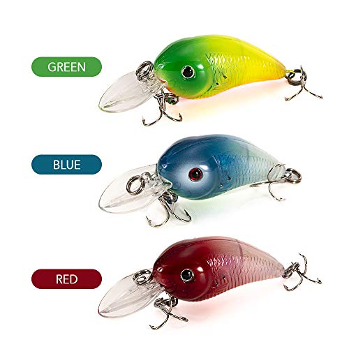 Andoer Wobbler Rattle Fishing Crankbait Flashing Artificial Hard Crank Bait Isca com ganchos agudos