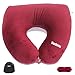 Produktbild Nackenkissen|Orthopädisches Reisekissen Kopfkissen Nackenhörnchen Nackenstützkissen mit mikroperlen U förmig-quadratisch 2in1 für bequemen Schlaf in Reisen, Auto, Flugzeug, Zug, 3D Augenmaske,Weinrot