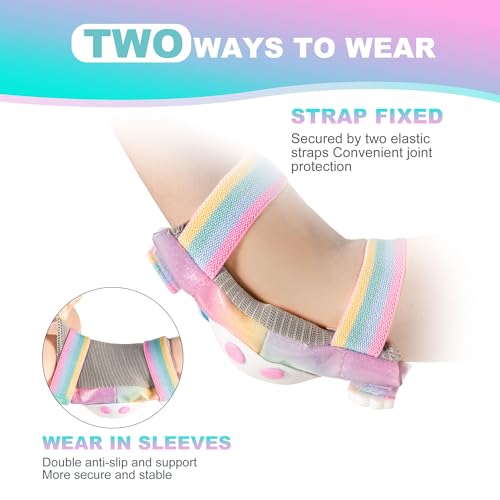 image for SULIFEEL Rainbow Unicorn Knee Pads for Kids Knee Elbow Pads Wrist Guar