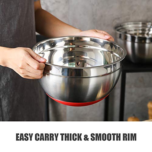 Kiaya Tigela de mistura Tigela de mistura compatible withsalada de aço inoxidável com fundo de silic