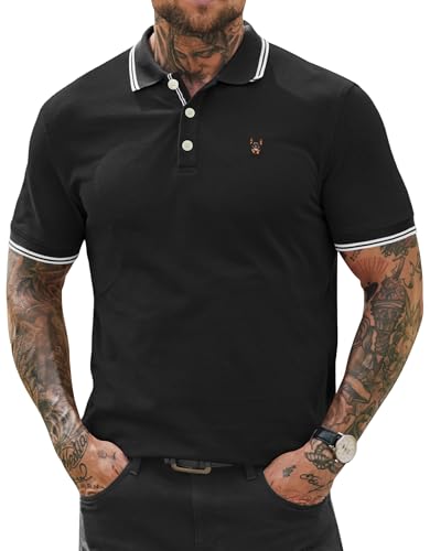 Men Polo Shirts Cotton Pique Casual Business Embroidery Soft Short Sleeve Golf Shirt (S-XXL)