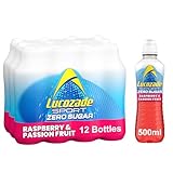 Lucozade Sport Zero Sugar - Raspberry & Passionfruit 12x500ml | Sugar Free Sports Drink, with Vitamin B3 and electrolyte | Zero Sugar | Only 4 calories per serving | Still | Made with Natural Flavours
