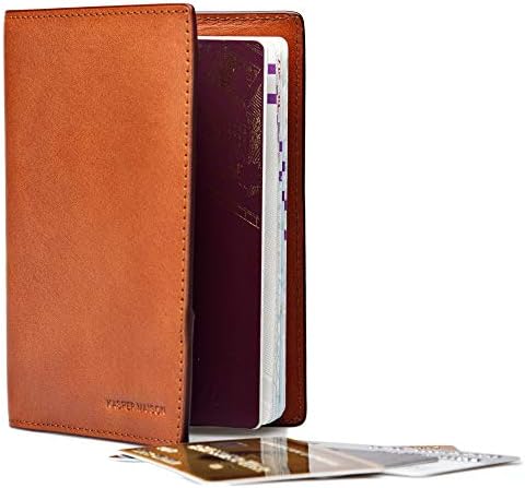 Kasper Maison Premium Leather RFID Passport Cover & Travel Wallet with Anti-theft RFID Blocking - British Tan 2 Kasper Maison Premium Leather RFID Passport Cover & Travel Wallet with Anti-theft RFID Blocking - British Tan