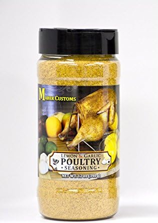 Chicken Seasoning- Lemon & Garlic Poultry Seasoning-Gluten Free- No Preservatives -No MSG- No Carbs -Low Sodium -No Artificial Food Coloring (12 0z)