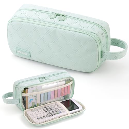 Image of EASTHILL Large Capacity Pencil Case Cute Pencil Pouch with Handle Stationery Pen Bag for Teen Girls-Green