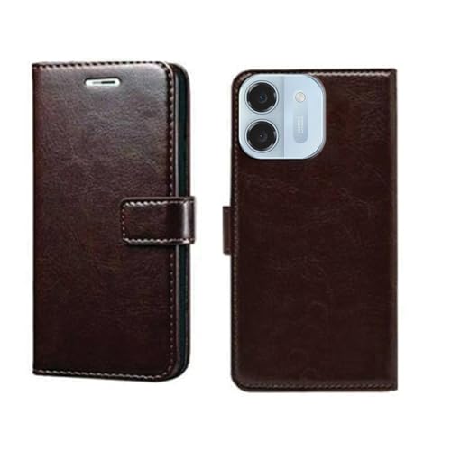 Image of amazon basics Ai+ Pulse 2 5G Flip Cover | Card Pockets Wallet & Stand | Flip Cover for Ai+ Pulse 2 5G (Coffee)