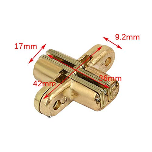Hidden Hinge, 1pair Invisible Hinge 180 Degree Gold Zinc Alloy Invisible Folding Door Cross Hidden, Size:As shown - Image 2
