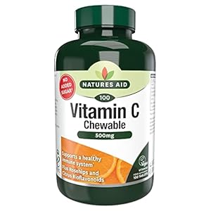 Vitamine C 500 mg à croquer Natures Aid, convient aux végétaliens, 100 comprimés