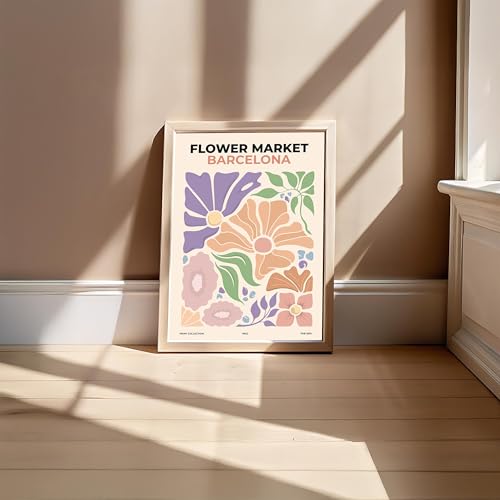 Image of BLINKART Flower Market Aesthetic Modern Art Walls With Frame | Natural Wood Texture | Living Room Bedroom Office Wall Decoration | Poster Home Decor Frames Wall Bedroom | 12x8 Inches (D554)