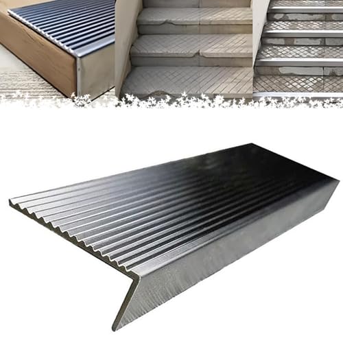 EIYAVVIDV Bordure D'escalier Acier INOX Nez De Marche Profilé D'angle 100cm Largeur 30 40 50 70 100mm Profilé De Nez De Marche Antidérapant Pour Bords D'escalier(W4cm-1 3/5in)