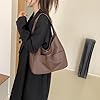 Skyearman Sac Porté épaule Femme en Cuir PU Souple Sacs Fourre-tout Rétro Sac Cabas Grand Capacité Tendance (Motif litchi café) #1