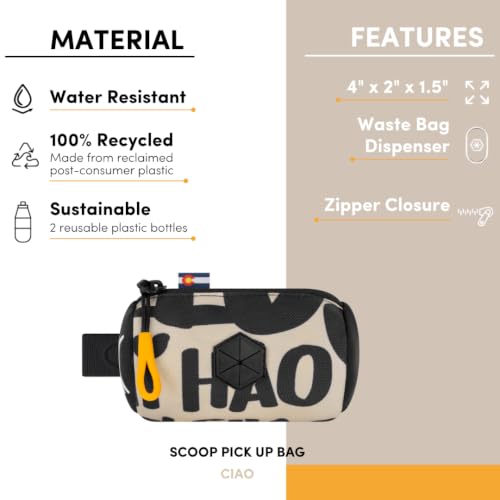 Image of OllyDog Scoop Pick Up | Dog Poop Bag Holder | Lightweight & Water-Resistant Dispenser | Leash Attachment for Hands-Free Carry | Fits Standard Waste Bag Rolls (Ciao)