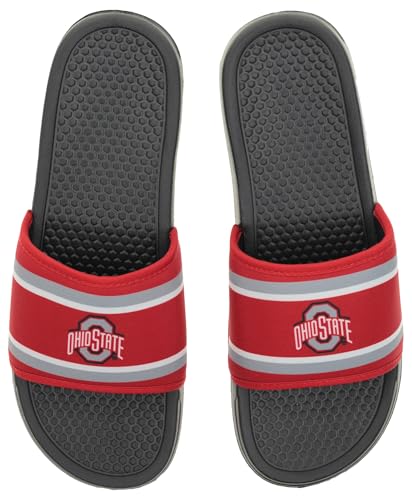Image of FOCO NCAA Printed Team Logo and Color Stripes Comfortable Slide Sandals