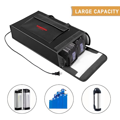 Akku Tasche Ebike Batterie Tasche Feuerfeste bis 2000°F Explosionsgeschützte Lipo Bag kompatibel mit 2 E-Bike Akkus Dick Stoßfester Sichere Batteriebox Aufladung Transport Lagerung 45 x 12 x 25 cm