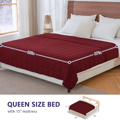 Image of yescool King Size Weighted Blanket for Adults (25 lbs, 80 inch x 87 inch, Red) Cooling Heavy Blanket for Sleeping Perfect for 240-260 lbs, Breathable Blanket for Adults & Couple All Season, Machine Washable