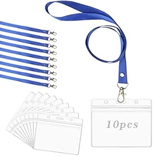 EDATOFLY 10 Pcs Badge Holder with Lanyard, Badge Card Holders ID Card Holders with Neck Lanyard Strap Name Tag Holders Clear Badge ID Card Holders Plastic Name Card Holders