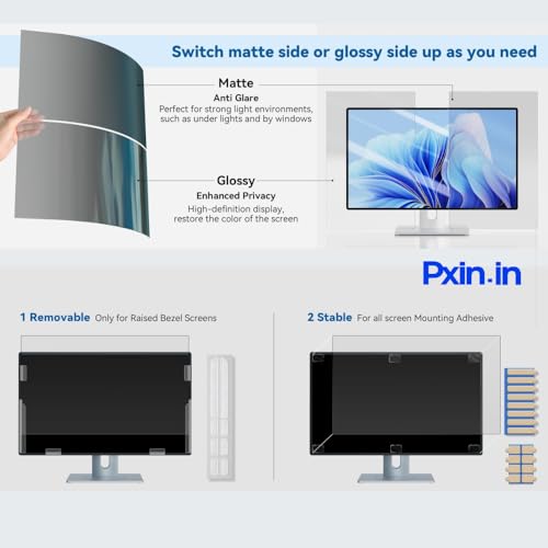 Image of Pxin 29 Inch (21:9) Monitor Privacy Screen | Digital EyeCare Filter | 99% UV (A /B /C) Block | Anti Glare | Side View Blocker | Adv. Monitor Privacy Protector