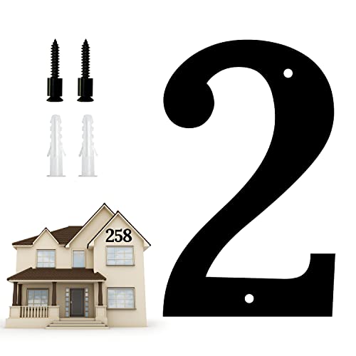 Große Hausnummer aus Metall, Höhe 26cm Moderne schwebende Schilder mit großen Hausnummern aus Metall, schwarz beschichtet, rostfrei, für den Außenbereich (2)