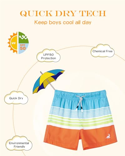 Image of SURF CUZ Surfcuz Little Boys Swim Trunks UPF 50+ Toddler Beach Shorts Swimsuit Kids Quick Dry Swimwear