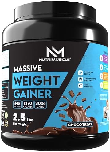 Nutrimuscle Massive Weight Gainer - 2.5 lbs - 1.134 Kgs - Choco Treat Flavour For Weight & Mass Gain