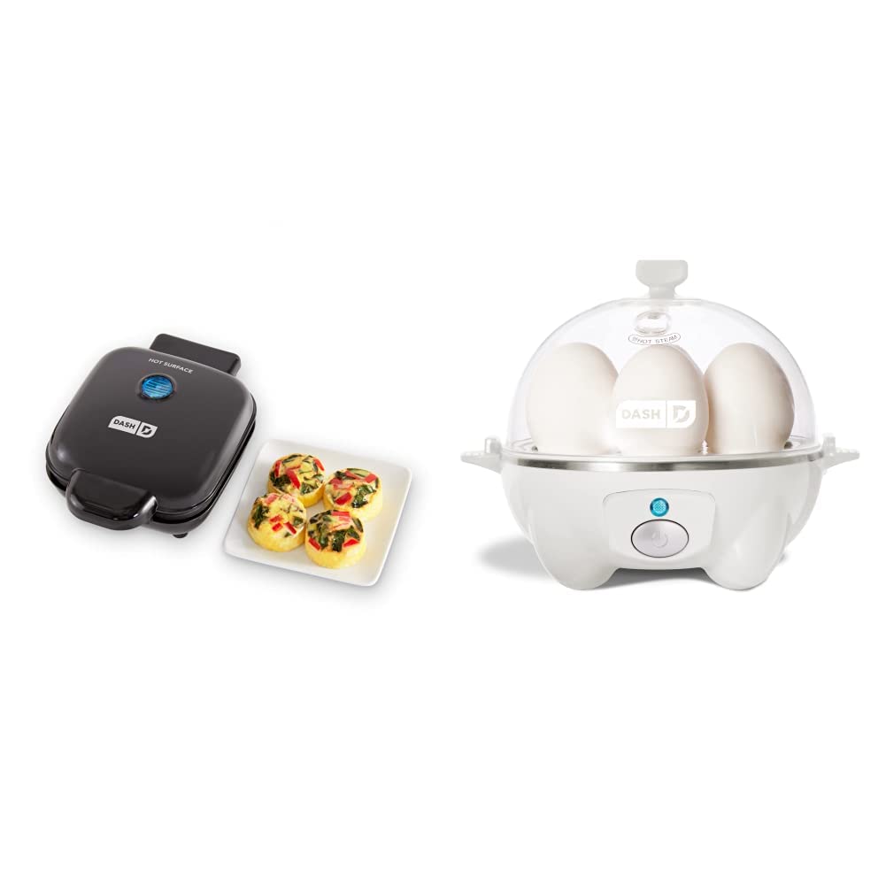 DASH Deluxe Sous Vide Egg Bite Maker + Rapid Egg Cooker Bundle - Make Perfect Egg Bites and Boiled Eggs