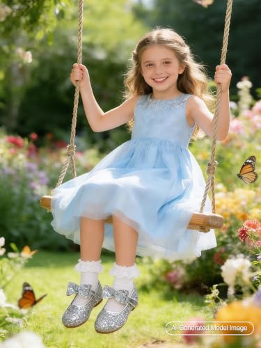 Image of PHIRAMIN Toddler Flower Girl Dress Shoes - Little Girl Mary Janes Flats Wedding
