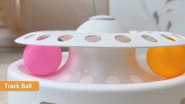 Potaroma Cat Toys 3in1 Automatic Interactive Kitten Toy, Fluttering Butterfly, Moving Feather, Track Balls, Dual Power Supplies, USB Powered, Indoor Exercise Kicker (Bright White) - image 7