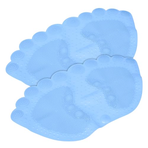 Image of Kuber Industries Bath Mat | PVC Bathroom Mat | Shower Bath Mat | Foot Shape Bath Tub Mat | Foot Massager Mat | Anti-Skid Floor Mat | Shower Mat | Pack of 2 | Sky Blue