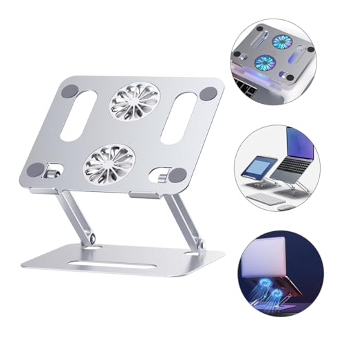 Base ajustable de aluminio para laptop con doble ventilador miniatura 5