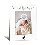 Beliran Baby-Bilderrahmen, 12,7 x 17,8 cm, Bilderrahmen für das erste Enkelkind, Taufgeschenke für Mädchen und Jungen, Liebe auf den ersten Blick, Holz-Bilderrahmen für Kinderzimmer