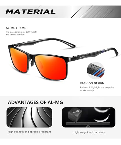 Image of ANYLUV Polarized Sunglasses for Men Rectangular Classic Al-Mg Metal Frame Sun Glasses Mens Sunglasses with UV Protection
