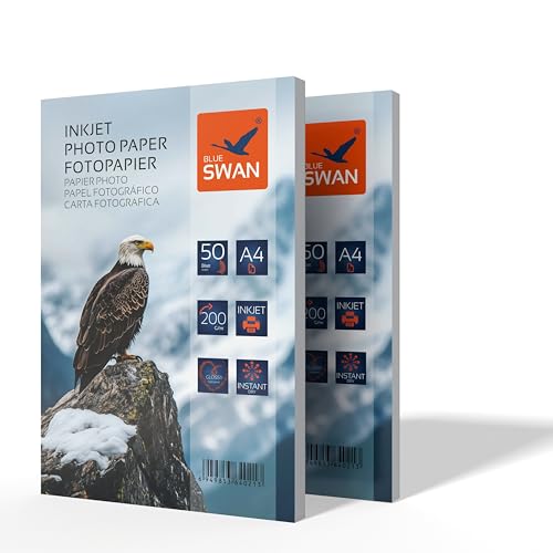 BLUE SWAN Carta Fotografica Lucida A4, 200 g/m², 100 Fogli